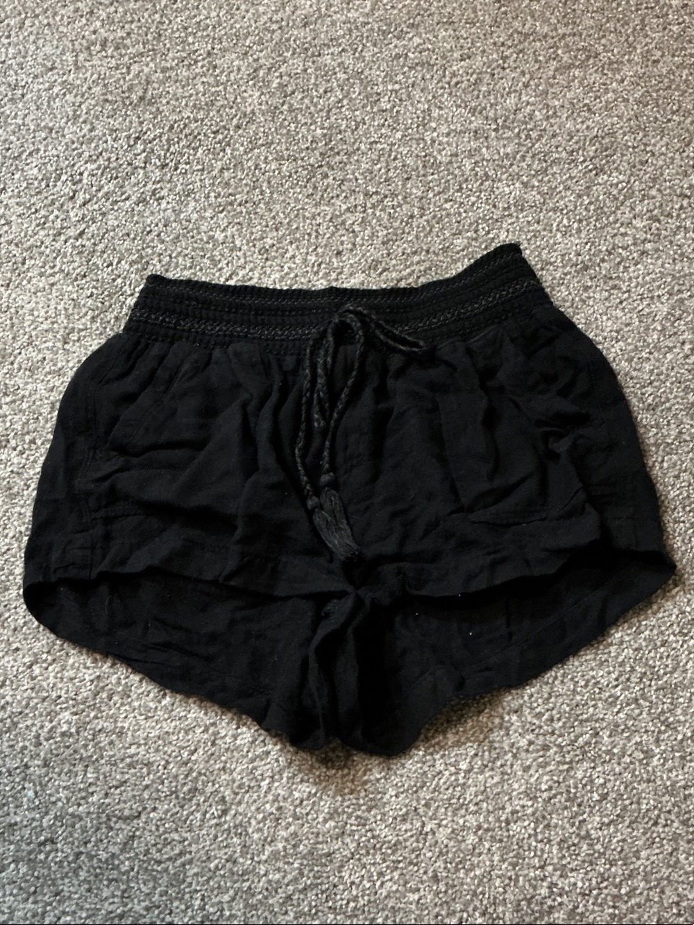 Rewash Black Smocked Waist Drawstring Athletic Shorts